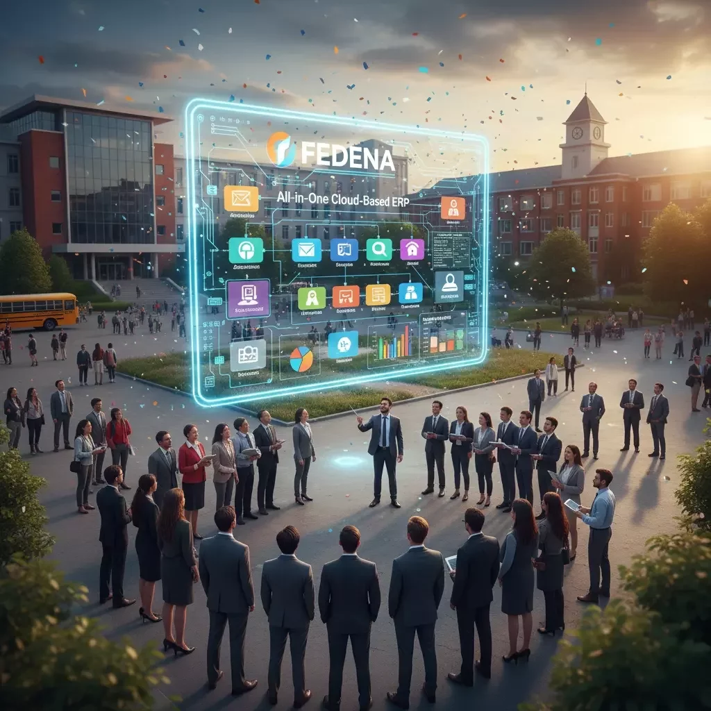 Fedena dashboard displaying student information and campus administration tools